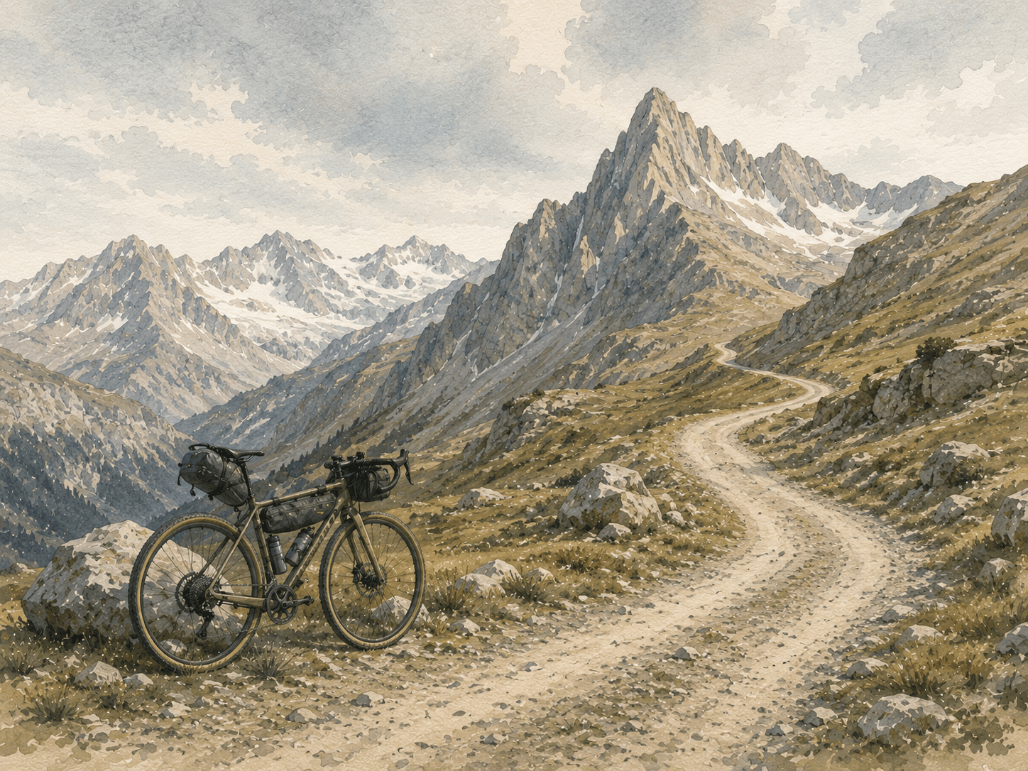 Alpine weather bikepacking gear template in Packtrail