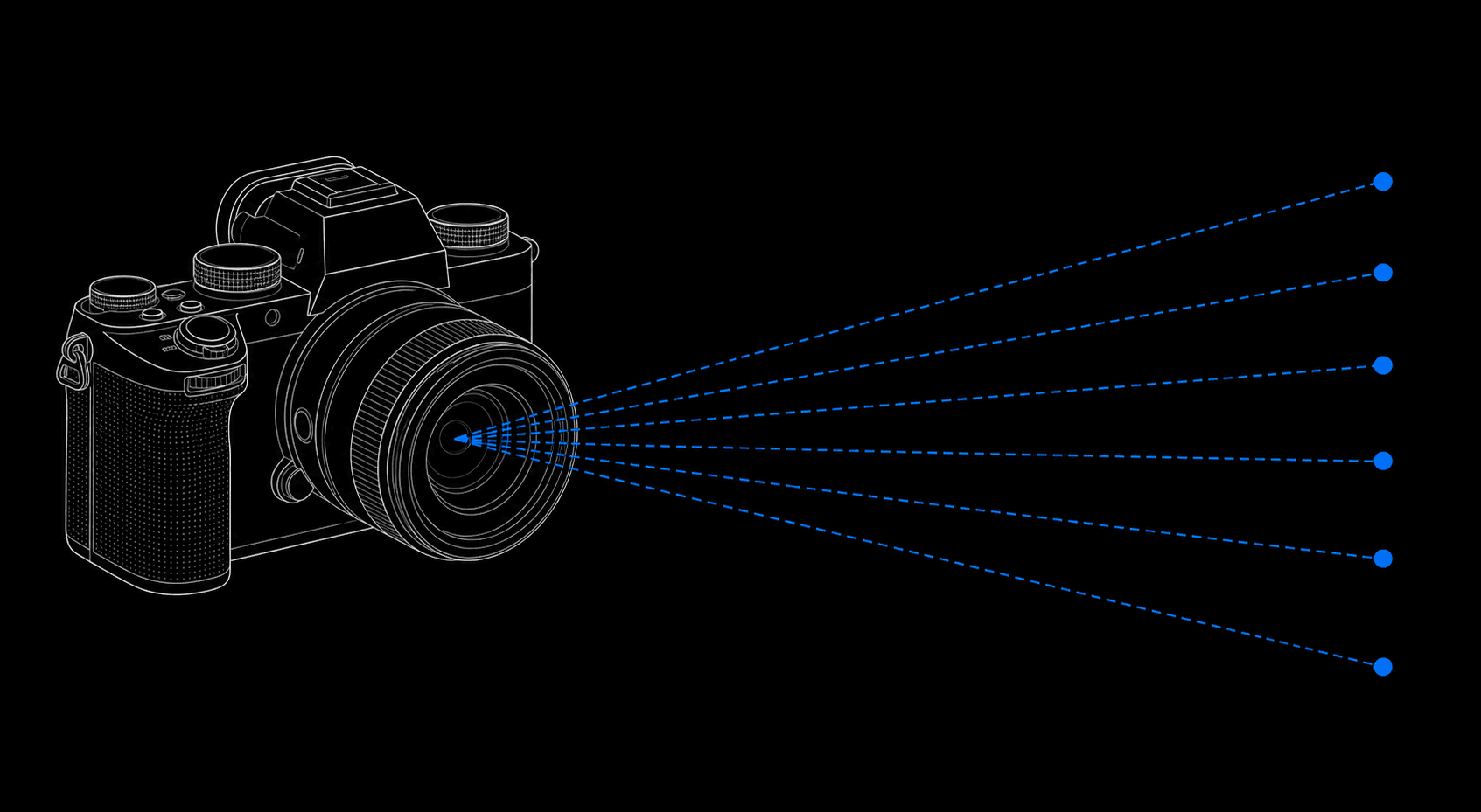 Technical camera illustration showing EXIF metadata extraction