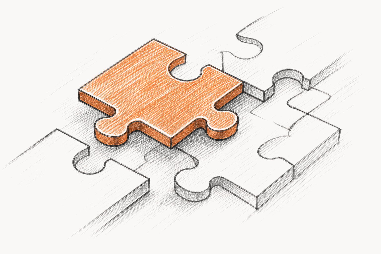 Handgezeichnete Puzzleteile als Symbol für praxisnahes Produktdenken