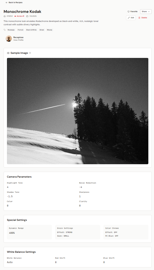 Receptree Recipe Übersicht